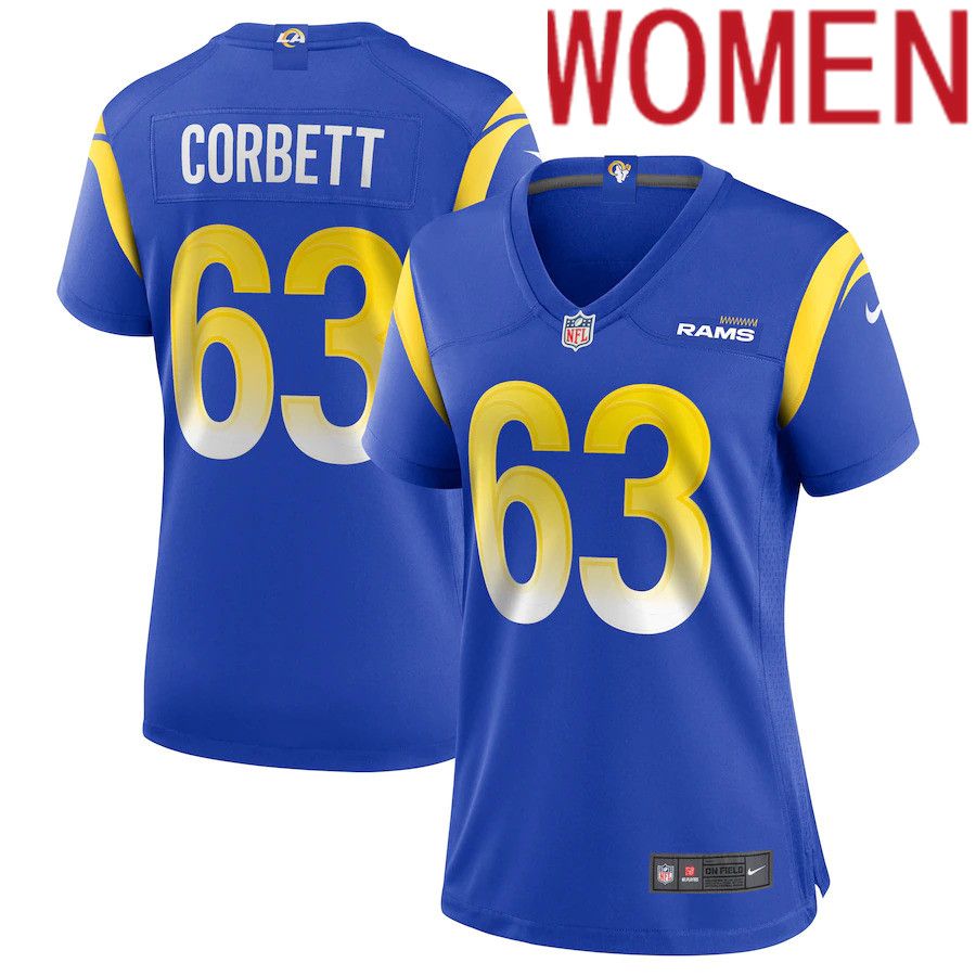 Women Los Angeles Rams #63 Austin Corbett Nike Royal Game NFL Jersey->women nfl jersey->Women Jersey